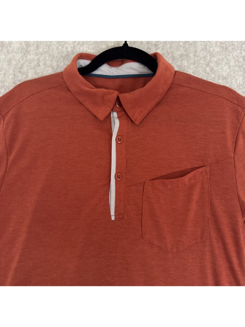 Outdoor Research Clearwater Polo Mens M Rust Orange UPF Wicking Short Sleeve